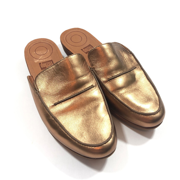 gold loafer slides